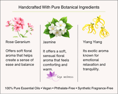 Melting Moments roll-on with jasmine and rose essential oils for a soft floral aroma that promotes relaxation and emotional comfort
