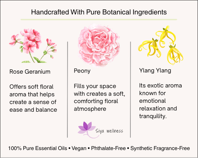 Handcrafted peony aroma decor candle from the Pushpa collection by Siya Wellness, infused with aromatherapy oils for a fresh and calming ambiance