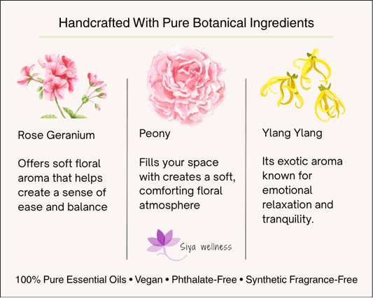 Handcrafted peony aroma decor candle from the Pushpa collection by Siya Wellness, infused with aromatherapy oils for a fresh and calming ambiance