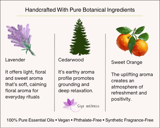 Sukoon essential oil blend with lavender, sweet orange, and cedarwood for calming, grounding, and stress relief