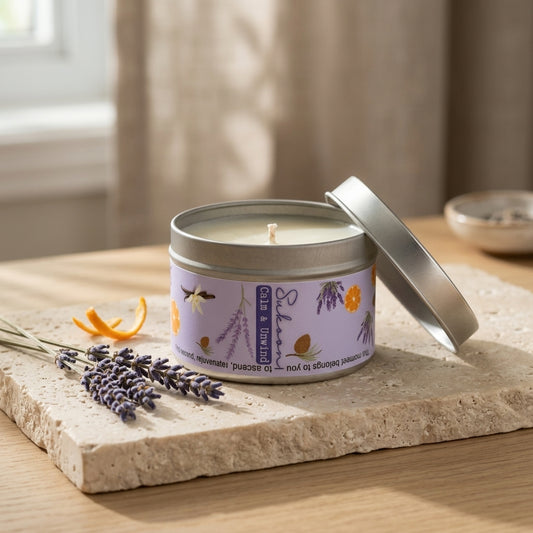 Sukoon essential oil blend with lavender, sweet orange, and cedarwood for calming, grounding, and stress relief