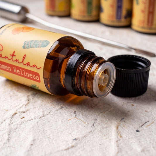 Santulan essential oil blend with clary sage, ylang ylang, and bergamot for emotional balance, relaxation, and mood support