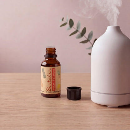 Santulan essential oil blend with clary sage, ylang ylang, and bergamot for emotional balance, relaxation, and mood support