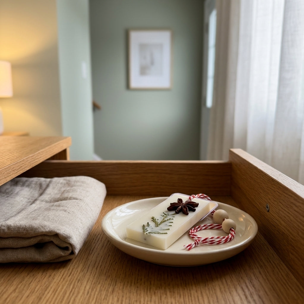 Forest essentials wax sachet with fresh woody and green notes, designed to naturally refresh closets and enclosed spaces