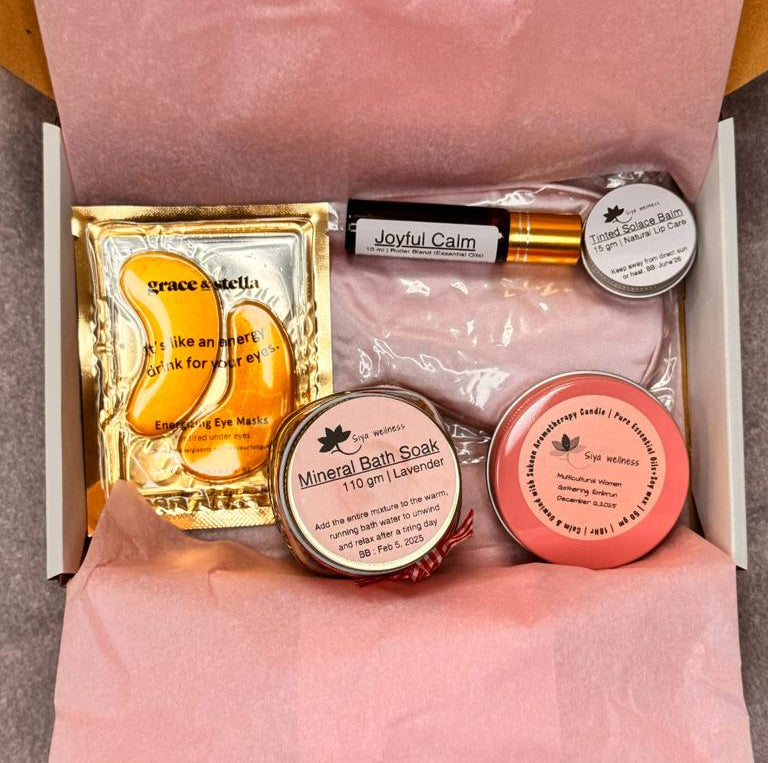 customized wellness kit for women event Siya Wellness Rachna custom studio made to order candles and aromatherapy gifts personalized for weddings events and gifting handcrafted in Ottawa
