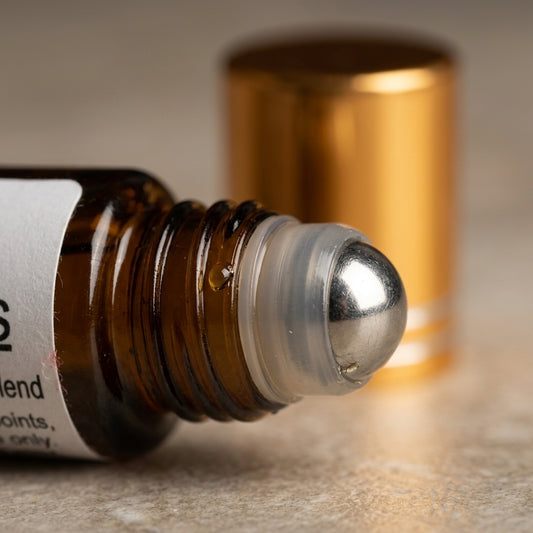Joyful Calm roll-on with sweet orange and ylang ylang essential oils for a balanced aroma that uplifts the mood while promoting relaxation